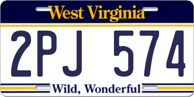 WV license plate 2PJ574