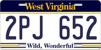 WV license plate 2PJ652