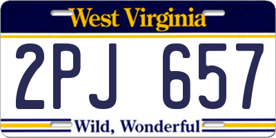 WV license plate 2PJ657