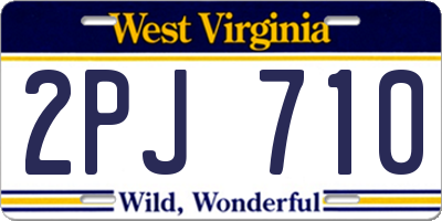 WV license plate 2PJ710