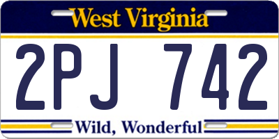 WV license plate 2PJ742