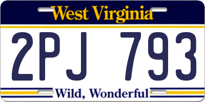 WV license plate 2PJ793