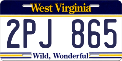 WV license plate 2PJ865