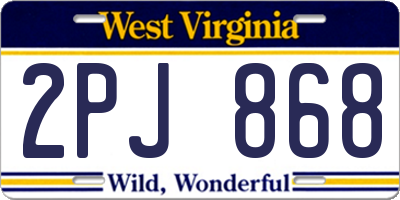 WV license plate 2PJ868