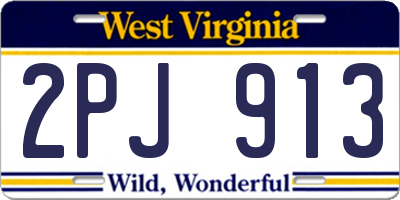 WV license plate 2PJ913