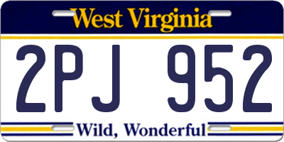 WV license plate 2PJ952