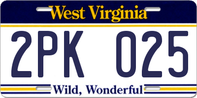 WV license plate 2PK025