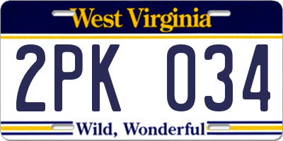 WV license plate 2PK034
