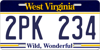 WV license plate 2PK234