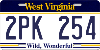 WV license plate 2PK254