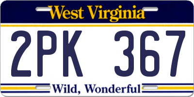WV license plate 2PK367