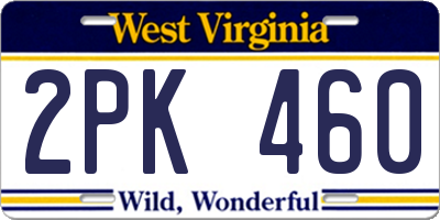 WV license plate 2PK460