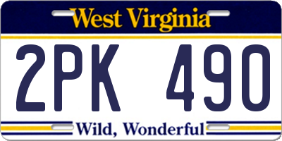 WV license plate 2PK490