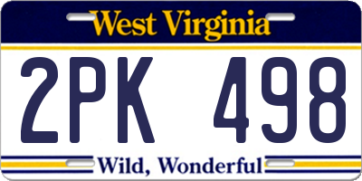 WV license plate 2PK498