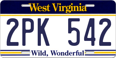 WV license plate 2PK542