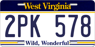 WV license plate 2PK578