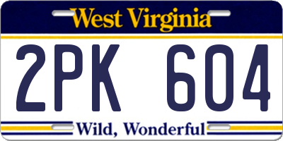 WV license plate 2PK604