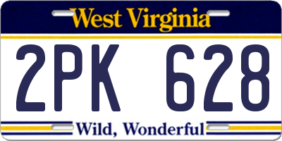 WV license plate 2PK628