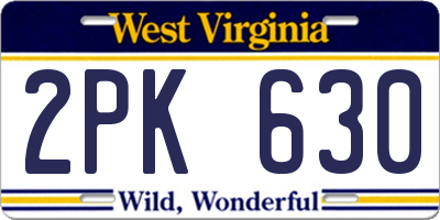 WV license plate 2PK630