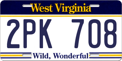 WV license plate 2PK708