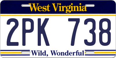 WV license plate 2PK738