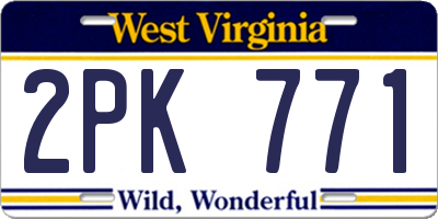 WV license plate 2PK771