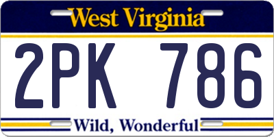 WV license plate 2PK786