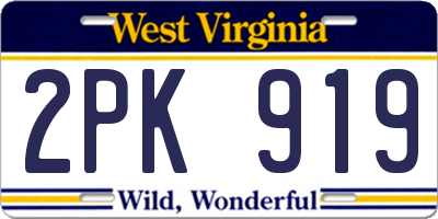 WV license plate 2PK919