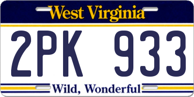 WV license plate 2PK933