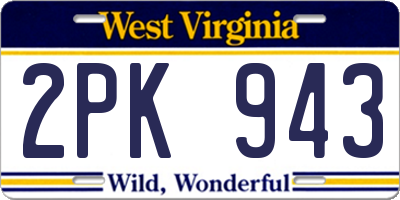 WV license plate 2PK943