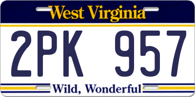 WV license plate 2PK957