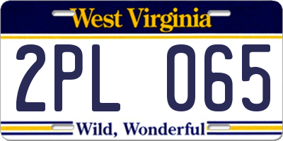 WV license plate 2PL065