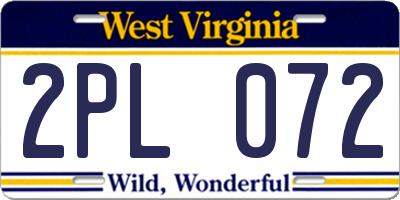 WV license plate 2PL072