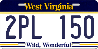 WV license plate 2PL150