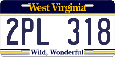 WV license plate 2PL318