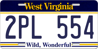 WV license plate 2PL554