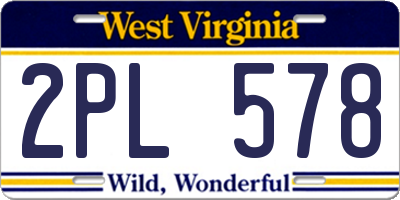 WV license plate 2PL578
