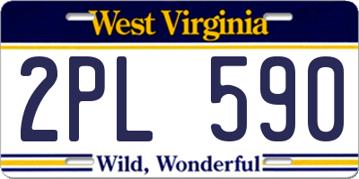 WV license plate 2PL590