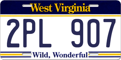 WV license plate 2PL907