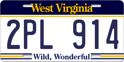 WV license plate 2PL914