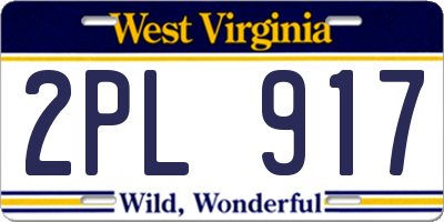 WV license plate 2PL917