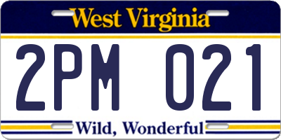 WV license plate 2PM021