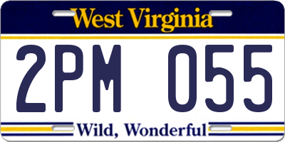 WV license plate 2PM055