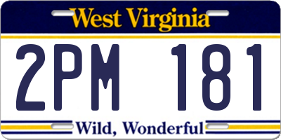 WV license plate 2PM181