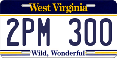 WV license plate 2PM300