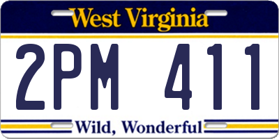 WV license plate 2PM411