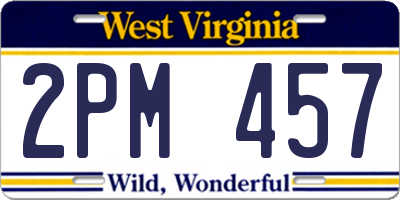 WV license plate 2PM457