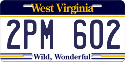 WV license plate 2PM602