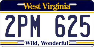 WV license plate 2PM625