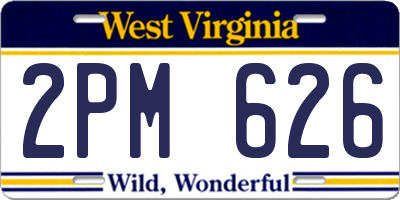 WV license plate 2PM626